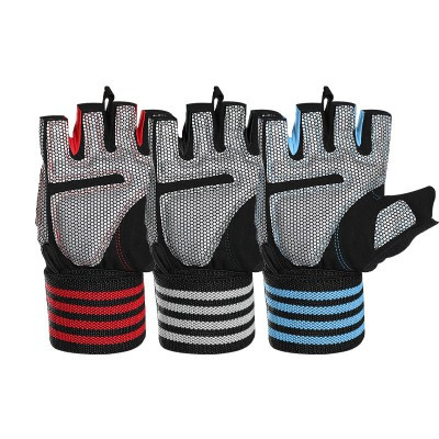 Gym Fitness Weight Lifting Body Building Training Sports Exercise Sport Workout Gloves with Built-in Wrist Wraps for Men and Women