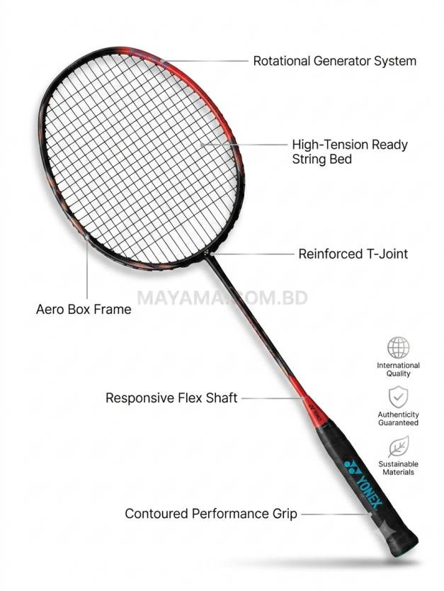 Yonex Astrox 77 Play Badminton Racket! Red And Black