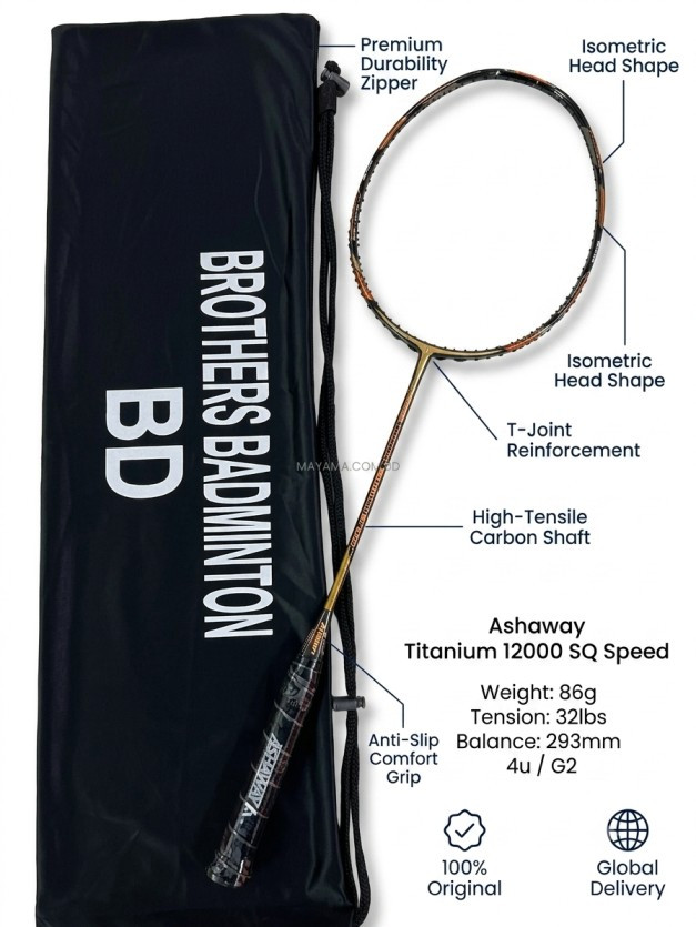 Ashaway Titanium 12000 SQ Speed 88 Holes System Badminton Racket