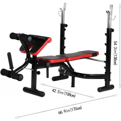 Adjustable Weight Bench – Foldable Incline/Decline Flat Bench Press with Preacher Curl