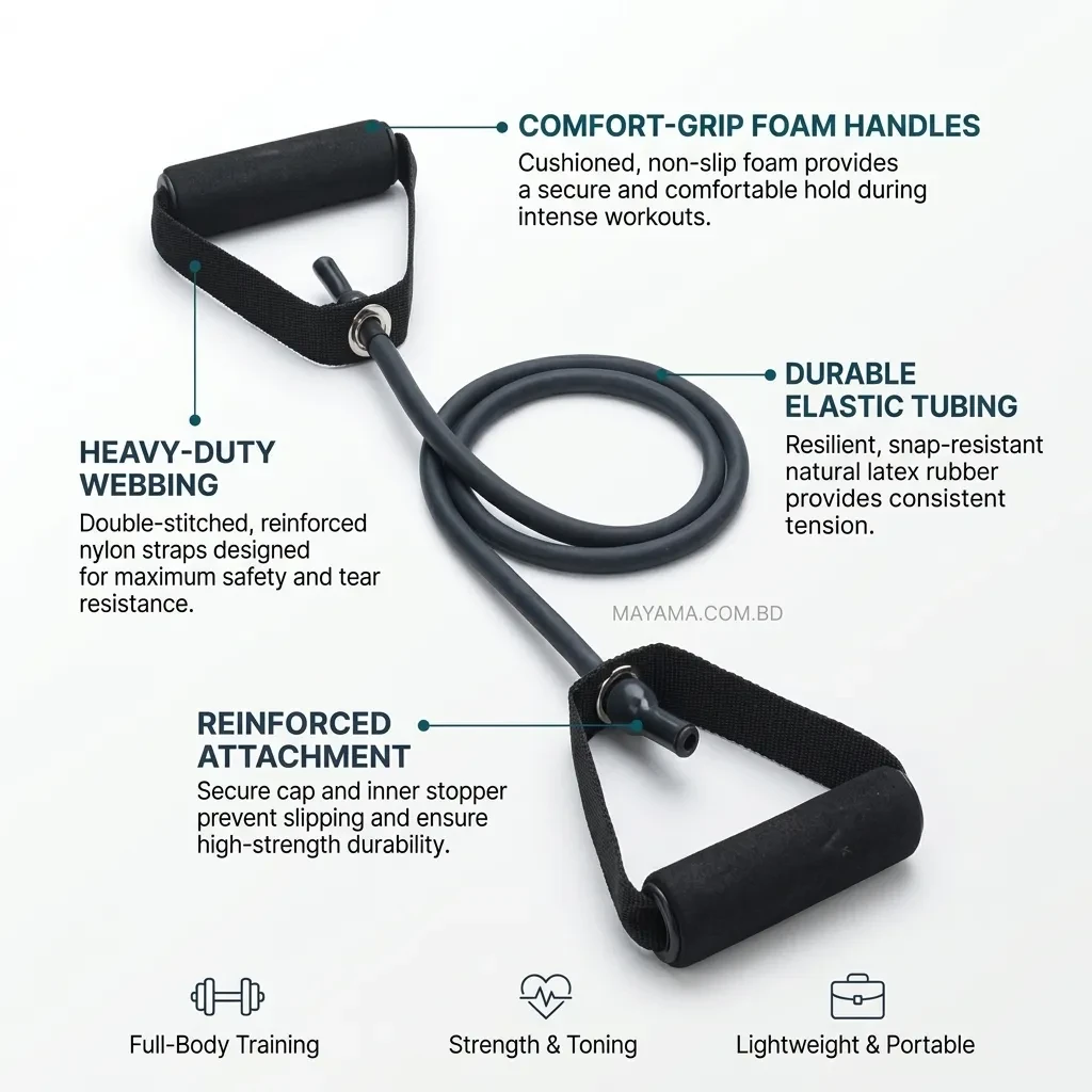 Black Exercise Resistance Band with Handles