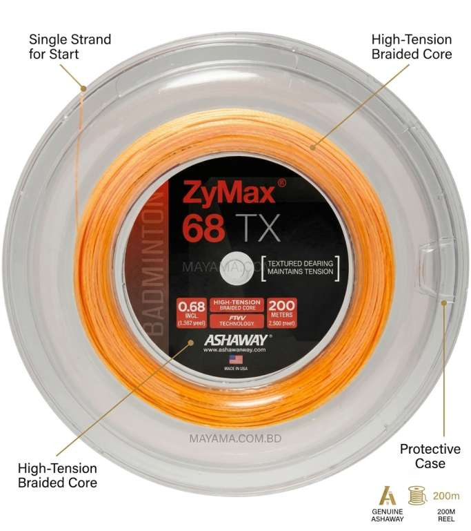 Ashaway Zymax 68 TX Reel Badminton String